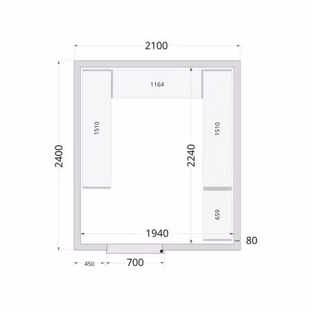 Kylrumspaneler 80 mm CR 210x240x220 | TEFCOLD