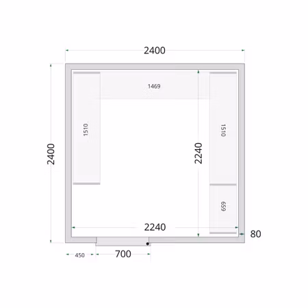 Kylrumspaneler 80 mm CR 240x240x220 | TEFCOLD