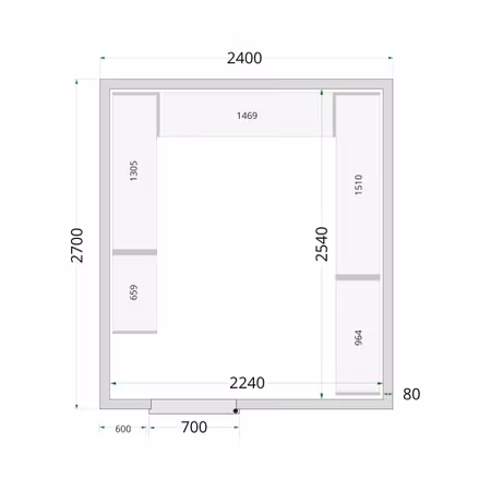 Kylrumspaneler 80 mm CR 240x270x220 | TEFCOLD