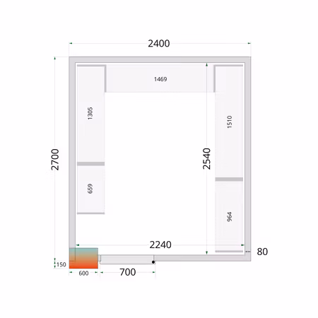 Kylrumspaneler 80 mm CR 240x270x212 NF | TEFCOLD