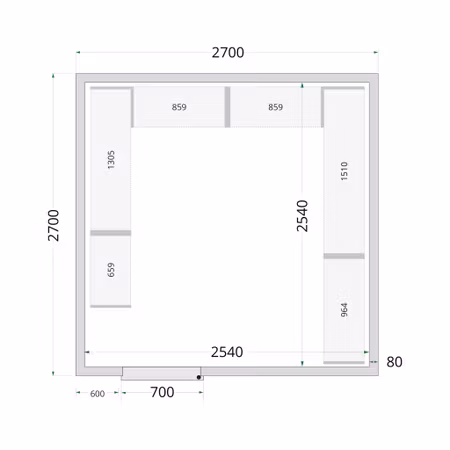 Kylrumspaneler 80 mm CR 270x270x220 | TEFCOLD