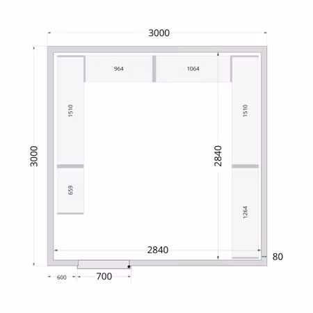 Kylrumspaneler 80 mm CR 300x300x220 | TEFCOLD