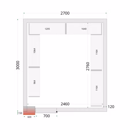 Kylrumspaneler 80 mm CR 270x300x212 NF | TEFCOLD