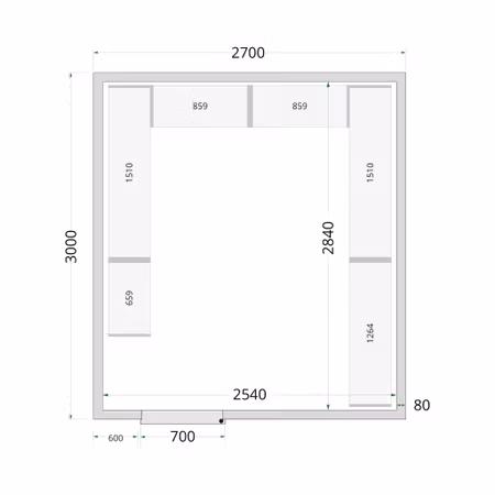 Kylrumspaneler 80 mm CR 270x300x220 | TEFCOLD