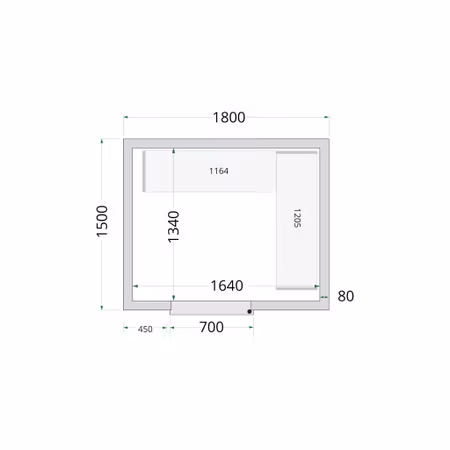 Kylrumspaneler 80 mm CR 180x150x220 | TEFCOLD
