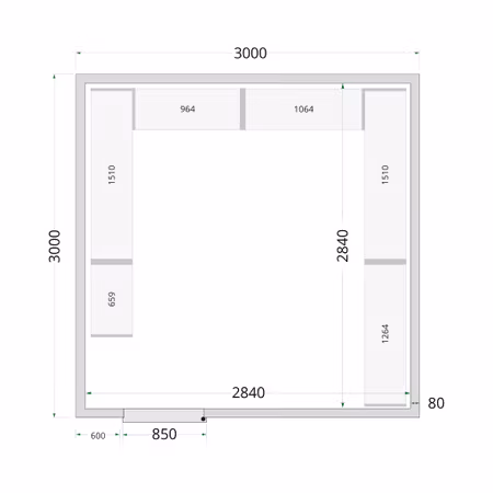 Kylrumspaneler 80 mm CR 300x300x220 WD | TEFCOLD