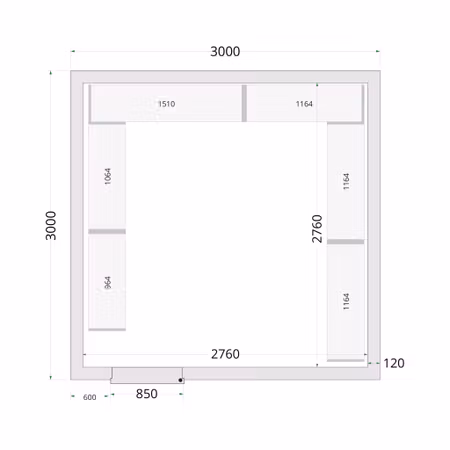 Kylrumspaneler 120 mm CR 300x300x220 WD | TEFCOLD