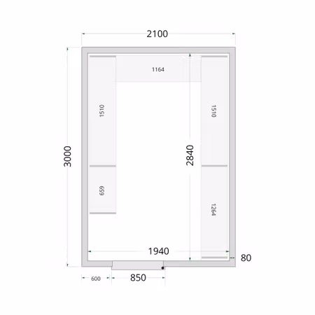 Kylrumspaneler 80 mm CR 210x300x220 WD | TEFCOLD