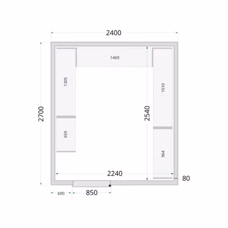 Kylrumspaneler 80 mm CR 240x270x220 WD | TEFCOLD
