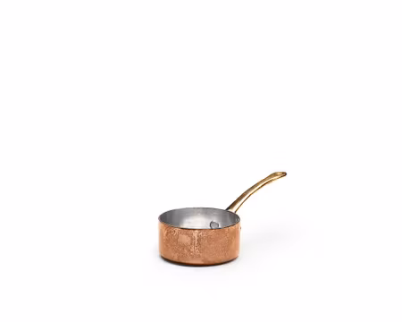Smörpanna förtennad koppar D7cm, handtag i mässing