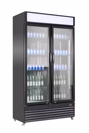 Combisteel kylskåp 2 glasdörrar BEZ-780 GD svart | 7455.1394