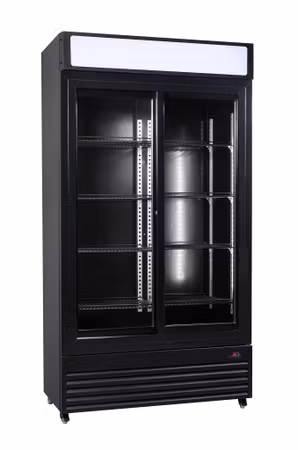 Combisteel kylskåp med skjutbar glasdörrar BEZ-780 SL svart | 7455.1398