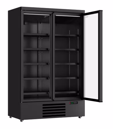 Combisteel kylskåp 2 glasdörrar svart JDE-1000R BL | 7455.2230