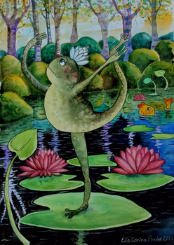 Akvarell -Dancing warrior-groda