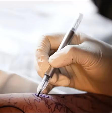 Skinmarker. Frihandspenna.