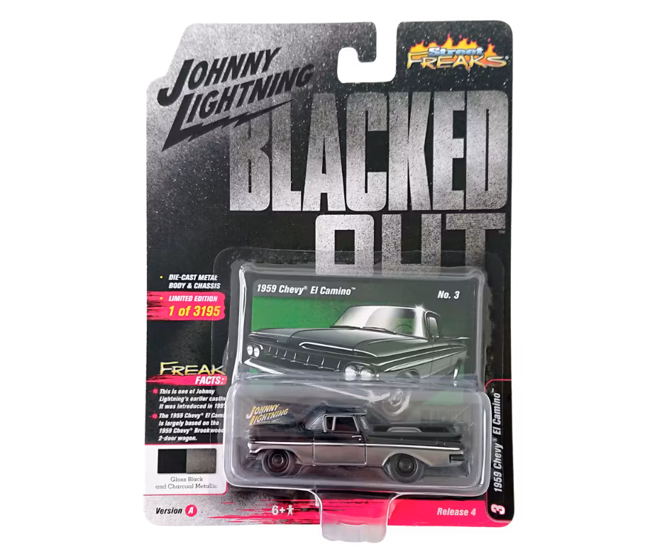 1959 Chevrolet El Camino Svart / Silver Blacked Out Johnny Lightning