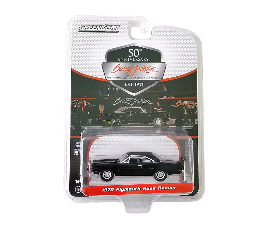 1970 Plymouth Road Runner 440 Svart Barrett Jackson Greenlight