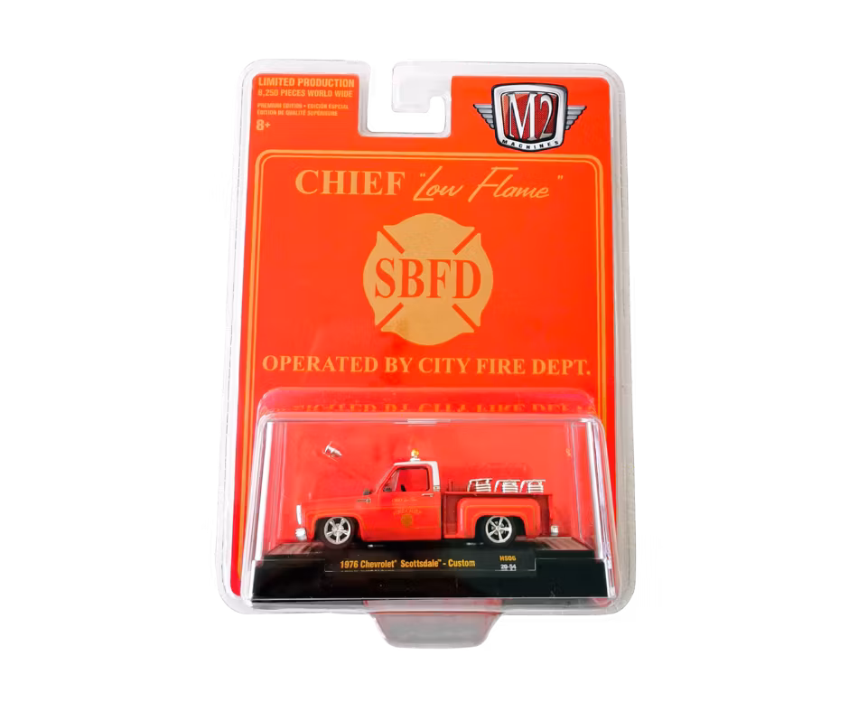 1976 Chevrolet C-10 Scottsdale Custom Fire Chief Röd M2 Machines