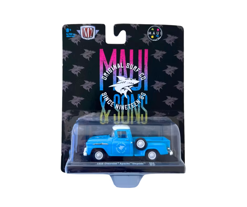 1958 Chevrolet Apache Stepside R68 Maui And Sons Ljusblå M2 Machines