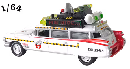 1959 Cadillac Wagon Ecto 1A 1989 Ghostbusters Vit Johnny Lightning