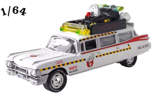 1959 Cadillac Wagon Ecto 1A 1989 Ghostbusters Vit Johnny Lightning