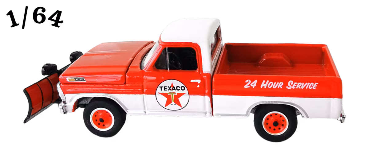 1968 Ford F-250 Snow Plow Vit Röd Texaco Greenlight