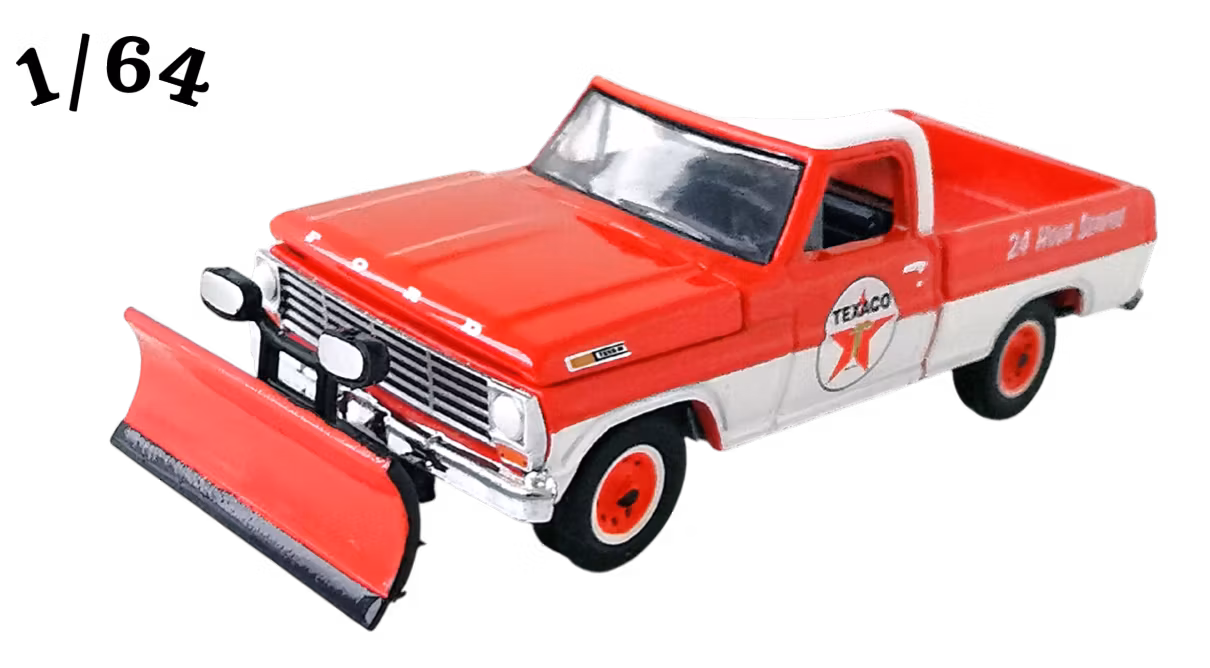 1968 Ford F-250 Snow Plow Vit Röd Texaco Greenlight