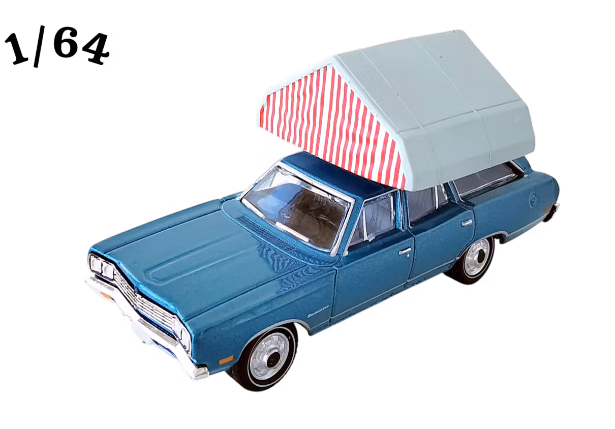 1969 Plymouth Satellite Station Wagon Blå Taktält Greenlight