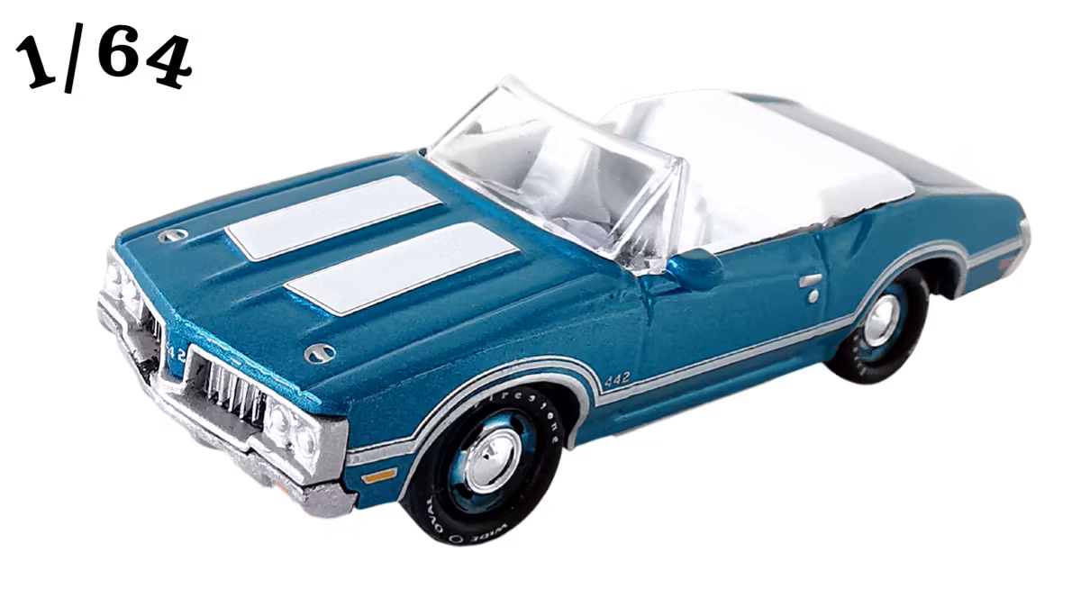 1970 Oldsmobile Cutlass 442 Convertible Blå Johnny Lightning