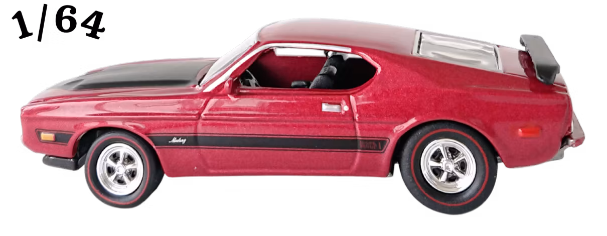 1973 Ford Mustang Mach Vinröd Poly Johnny Lightning