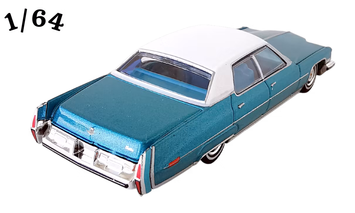 1973 Cadillac Sedan Deville Azurblå California Lowriders Greenlight