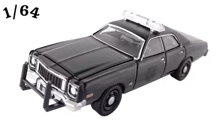 1975 Plymouth Fury Svart Black Bandit Greenlight