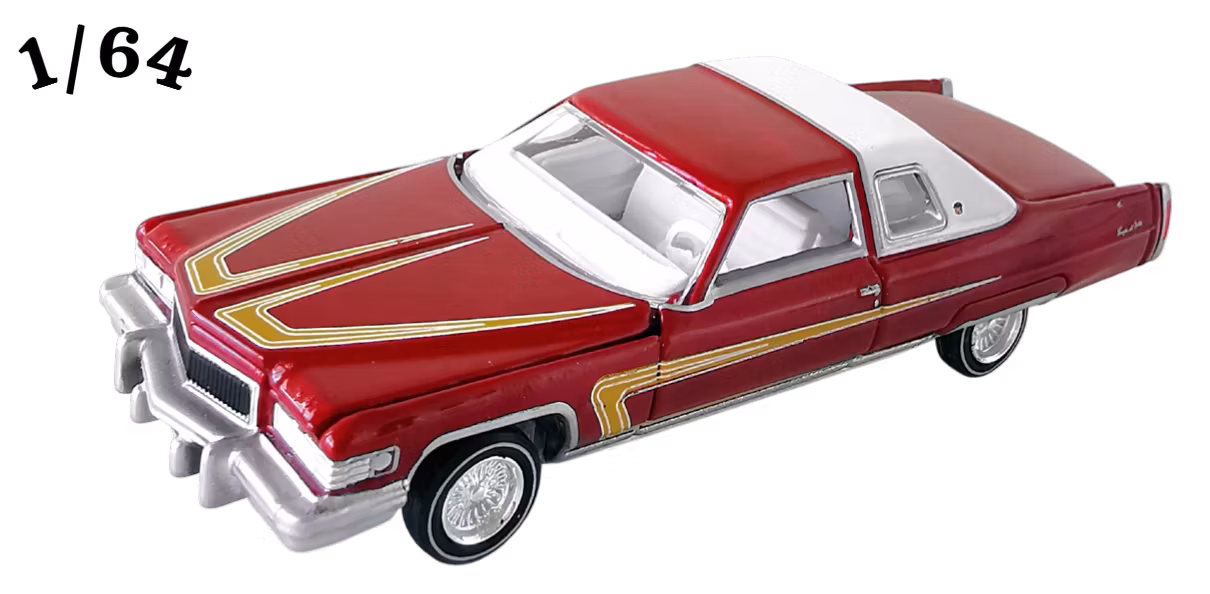 1976 Cadillac Coupe Deville Mörkröd Custom Lowriders Auto World