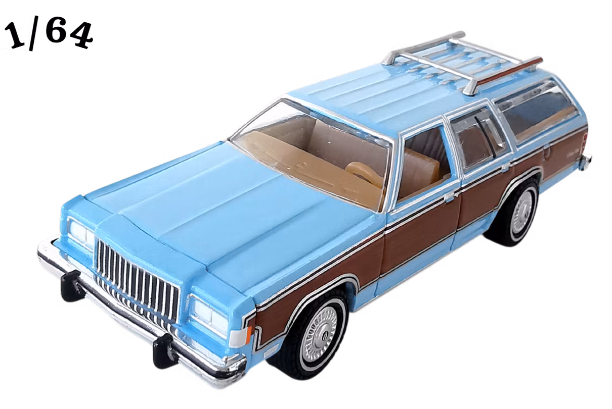 1983 Mercury Grand Marquis Colony Park Metflake Pastellblå Greenlight