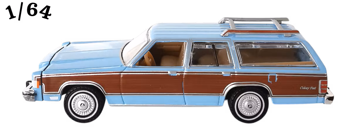 1983 Mercury Grand Marquis Colony Park Metflake Pastellblå Greenlight