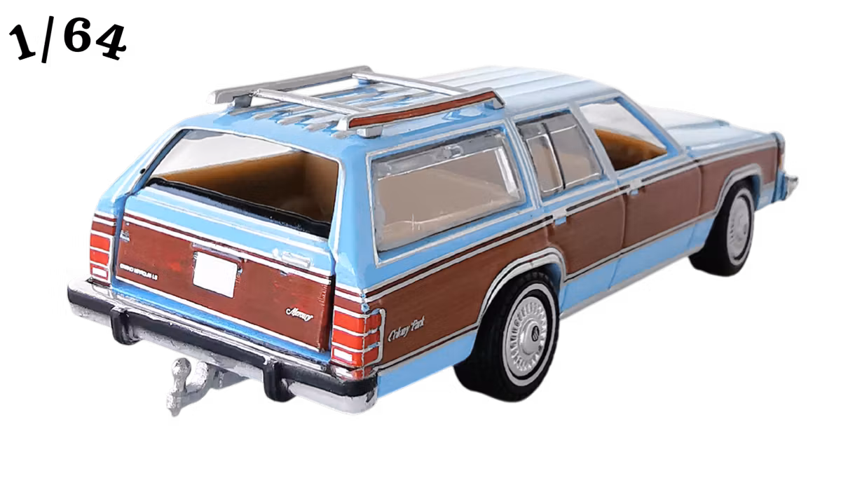 1983 Mercury Grand Marquis Colony Park Metflake Pastellblå Greenlight