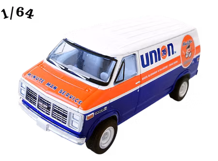 1987 GMC Vandura 2500 Mörkblå Vit Union 76 & Minute man Greenlight