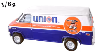 1987 GMC Vandura 2500 Mörkblå Vit Union 76 & Minute man Greenlight