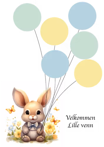 Babyshowerplakat, kanin (A4 format)