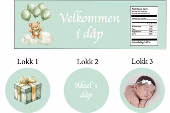 Pringles etikett grønn med bamse