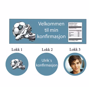 Pringles etikett med fotball, blå