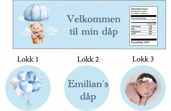 Pringles etikett blå med bamse