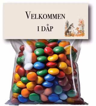 Etikett til sukkertøyposer, skogsdyr