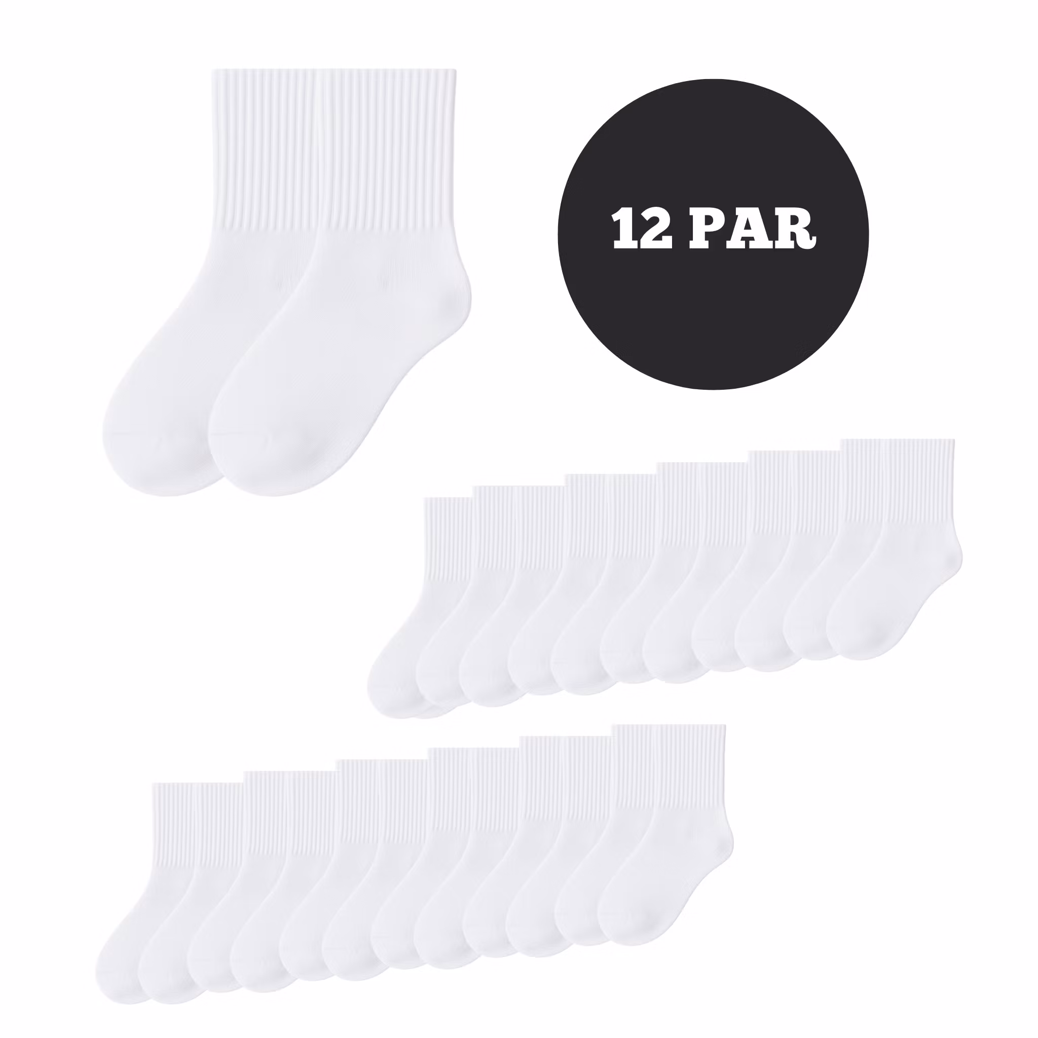 12-Pack Vita Långstrumpor