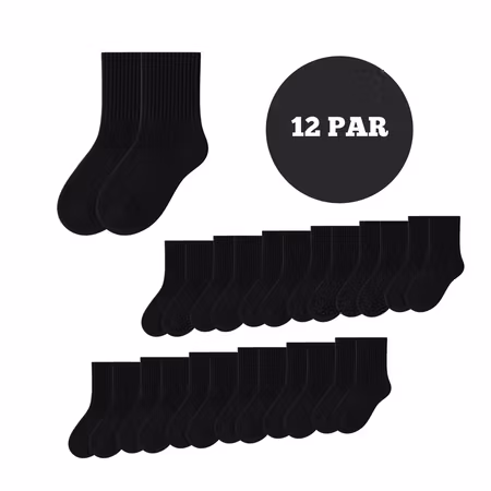12-Pack Svarta Långstrumpor
