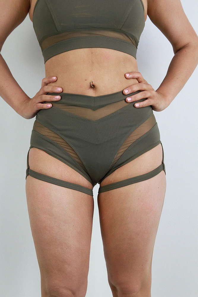 Carmen Super High Waist Garter Short – Army Green