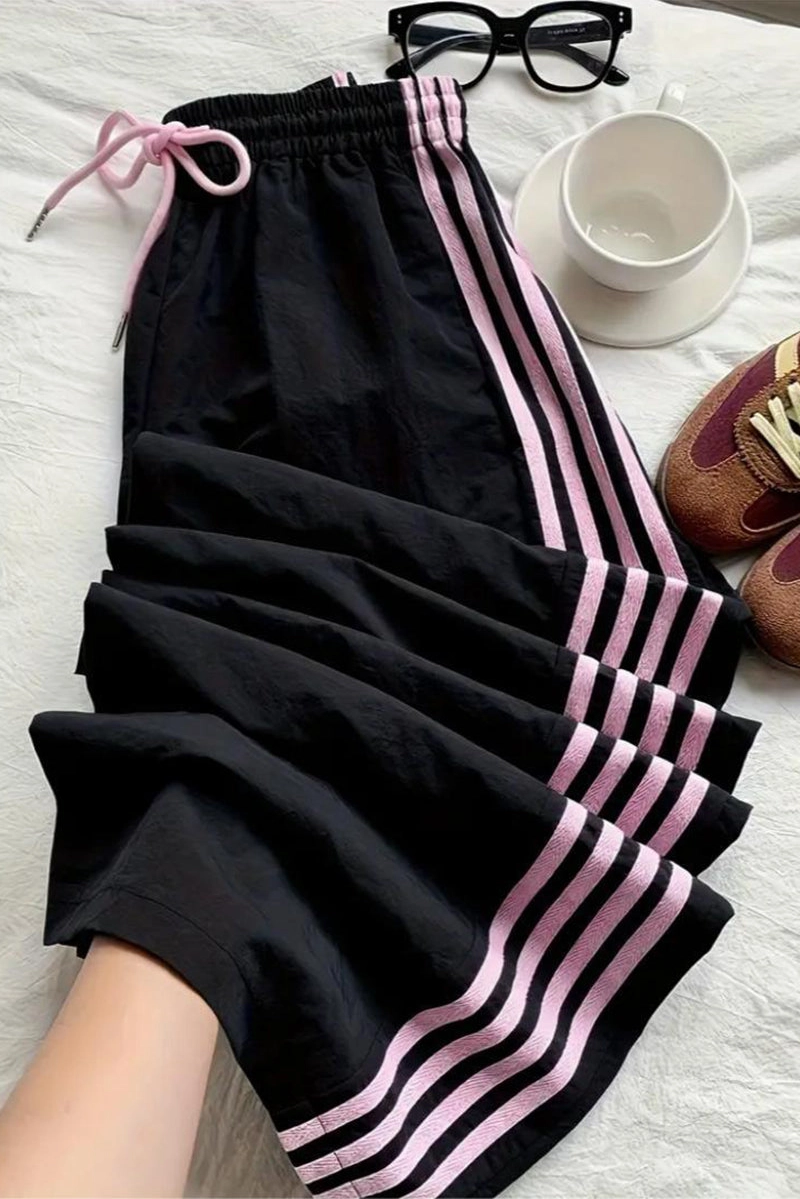 Casual Track Stripe Pants Black