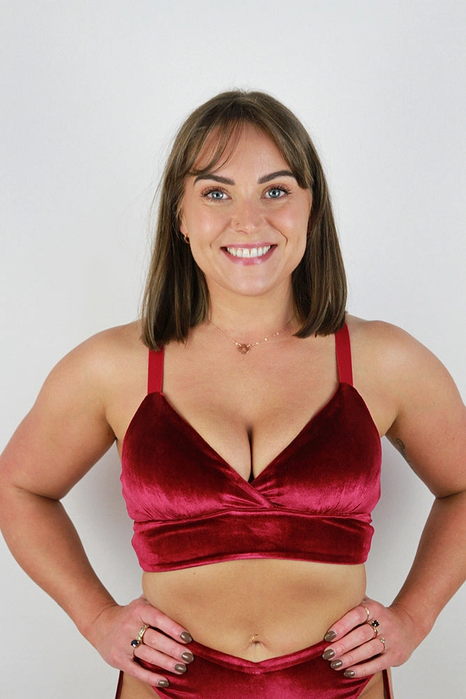 Verona Velvet Bikini Bra - Berry