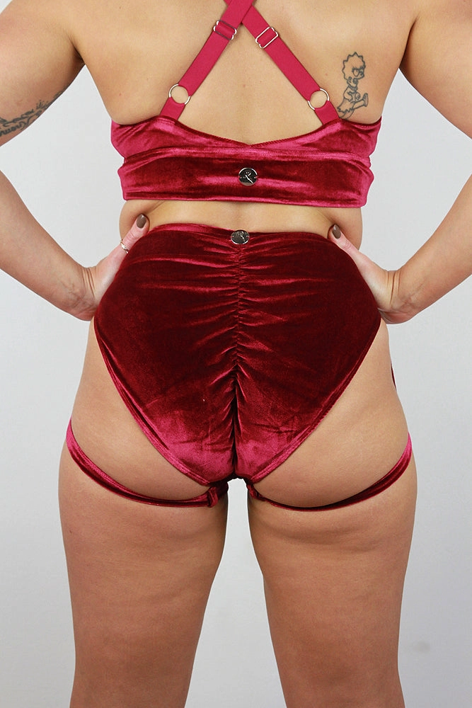 Verona Velvet Waist Short - Berry