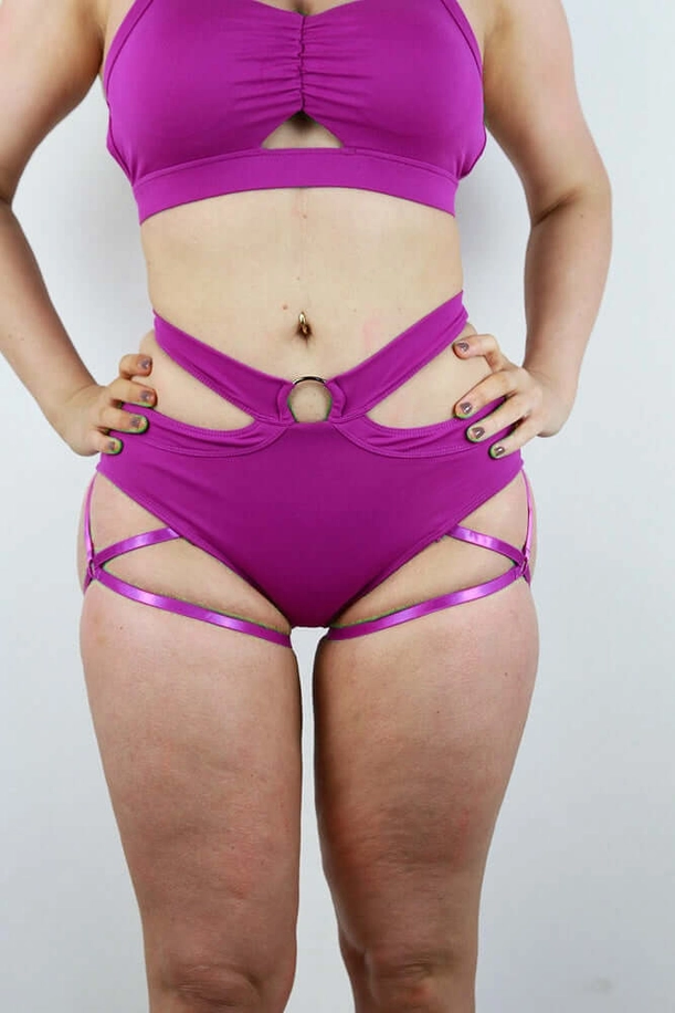 Izzy Mid Waist Garter Short Purple